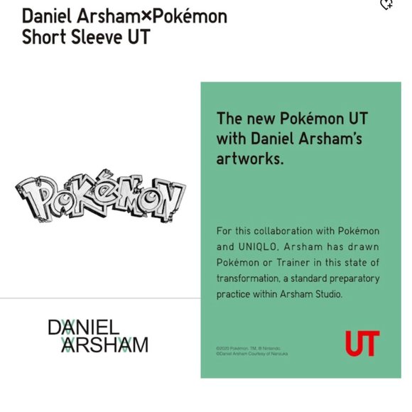 DANIEL ARSHAM X POKEMON T-Shirt Crystal Logo 3020 UNIQLO Size M  New - Picture 5 of 7